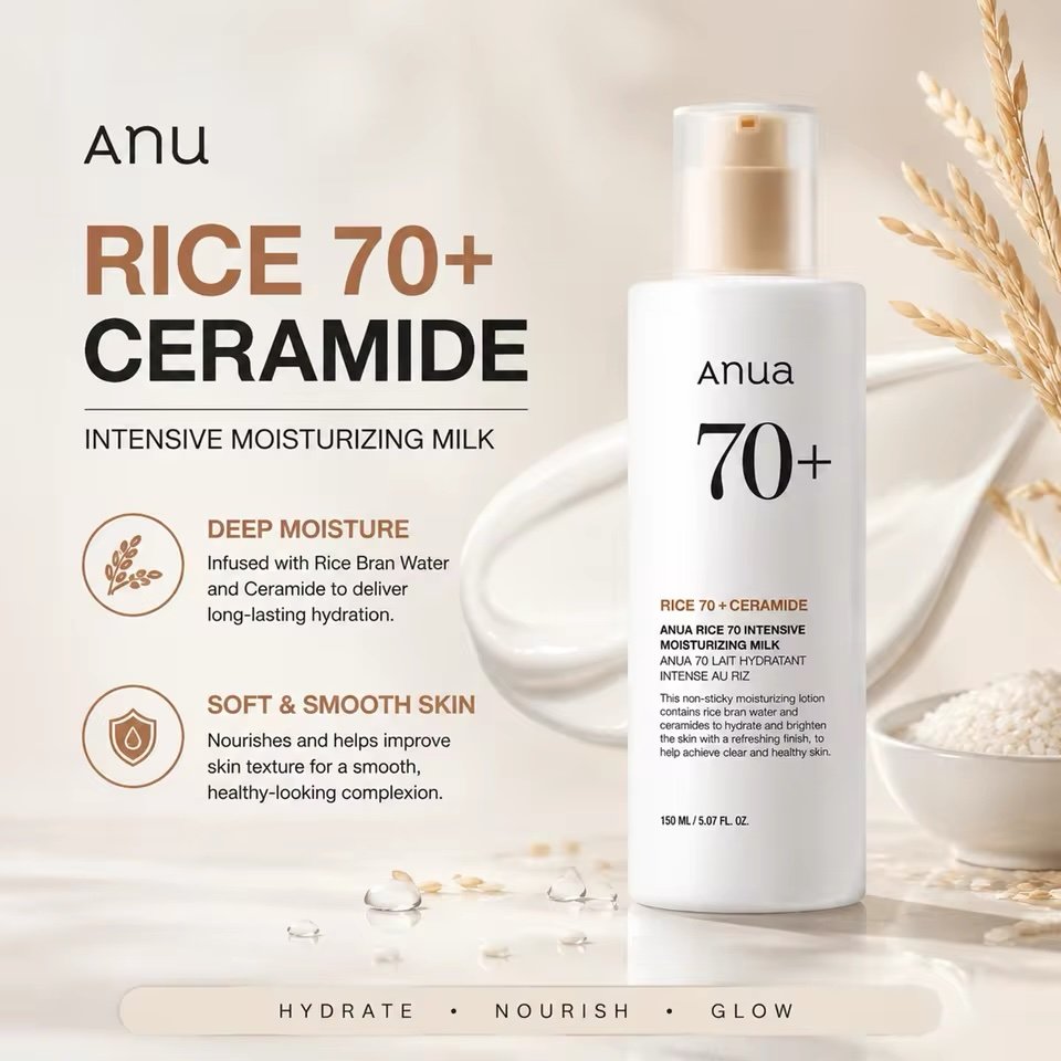 Rice 70 Intensive Moisturizing Milk 150ml Hydrating Moisturizer Nourishes Skin Tone Care Mild Multi Effect - Image 6