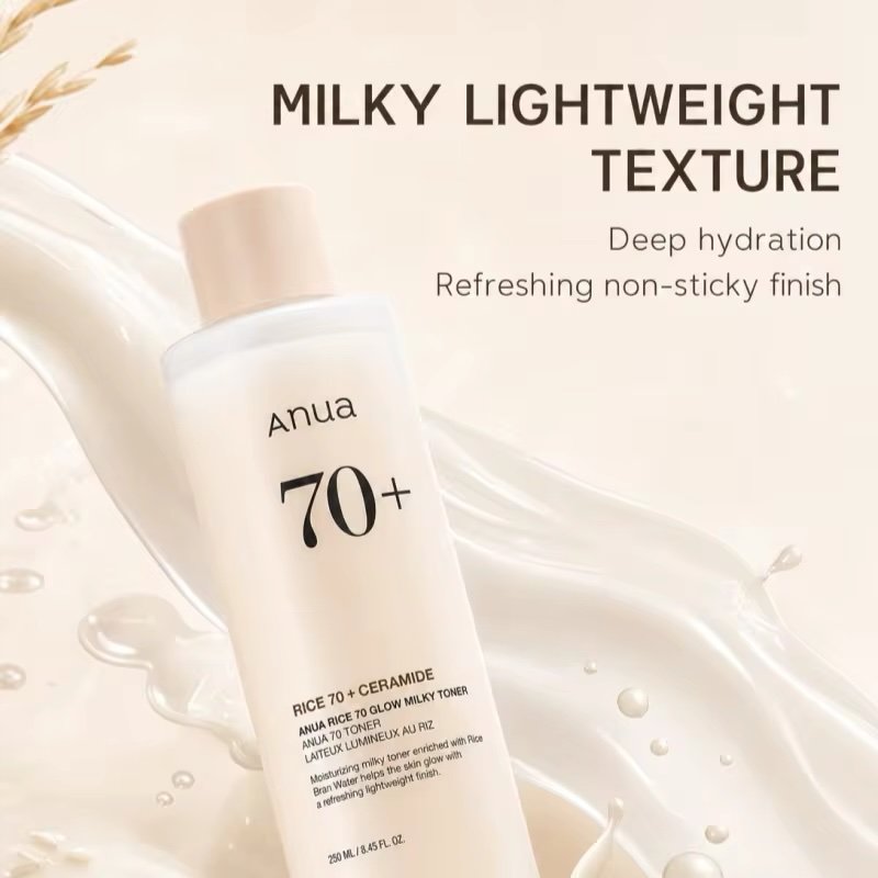 Korean Rice 70 Glow Milky Toner,Acne Moisturizing Rice Water Niacinamide Facial Essence Toner Pore Care Face Care Products 250ml - Image 4