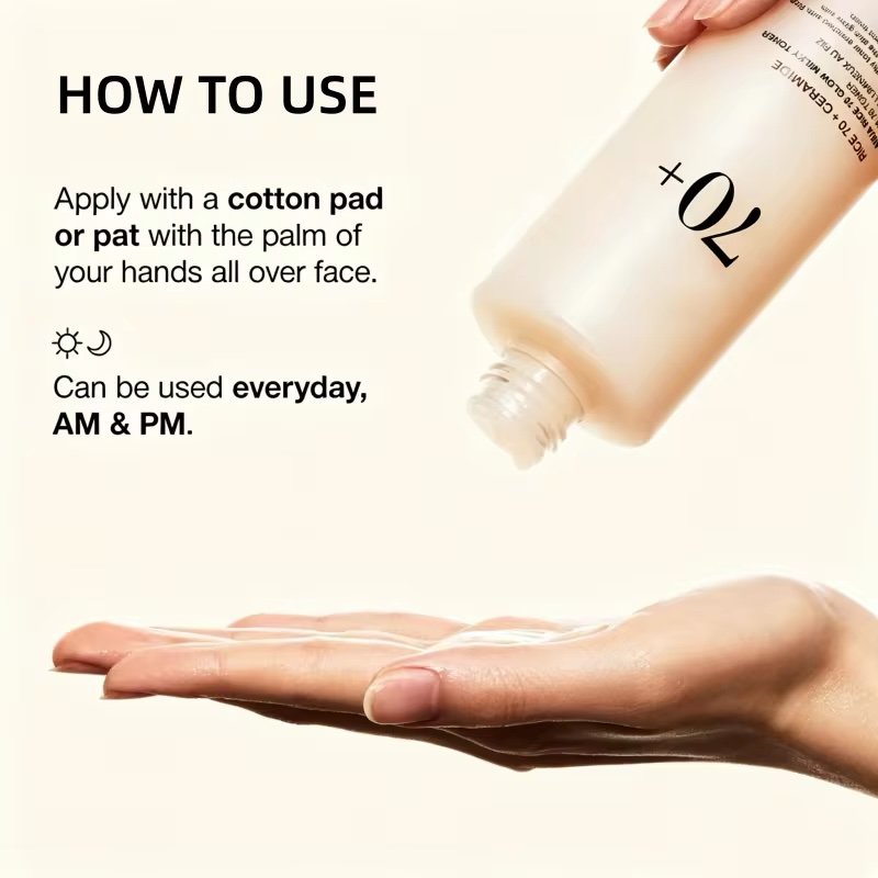 Korean Rice 70 Glow Milky Toner,Acne Moisturizing Rice Water Niacinamide Facial Essence Toner Pore Care Face Care Products 250ml - Image 2