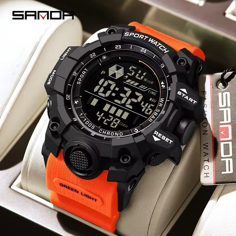SANDA Men Outdoor Sports Watch Waterproof LED Analog Digital Show Multifunction Big Dial Electronic Wristwatch G style Male Cloc - Image 3