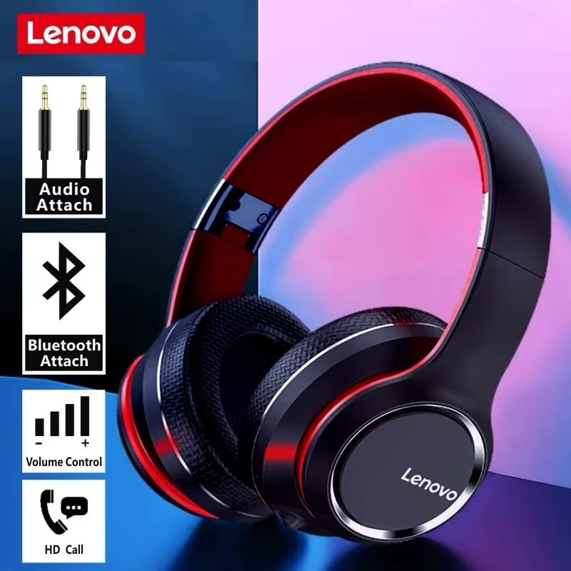 Lenovo HD200 Bluetooth Earphones Over-ear Foldable Computer Wireless Headphones Noise Cancellation HIFI Stereo Gaming Head