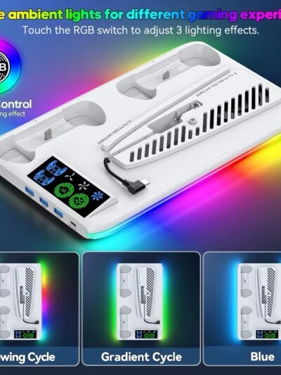 Game Stand For Sony PS5 Console Playstation Play Stations PS 5 Slim Pro Support Base Holder Cooler Fan RGB Gaming Accessories