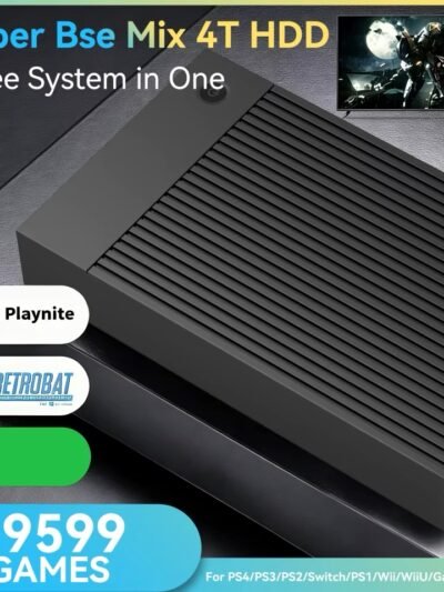 Hyper Base Mix 4TB Game Console for PS4/PS3/PS2/PS1/Switch System 3-in-1 Game HDD with 59559 AAA & 3D & Retro Games for Wins PC